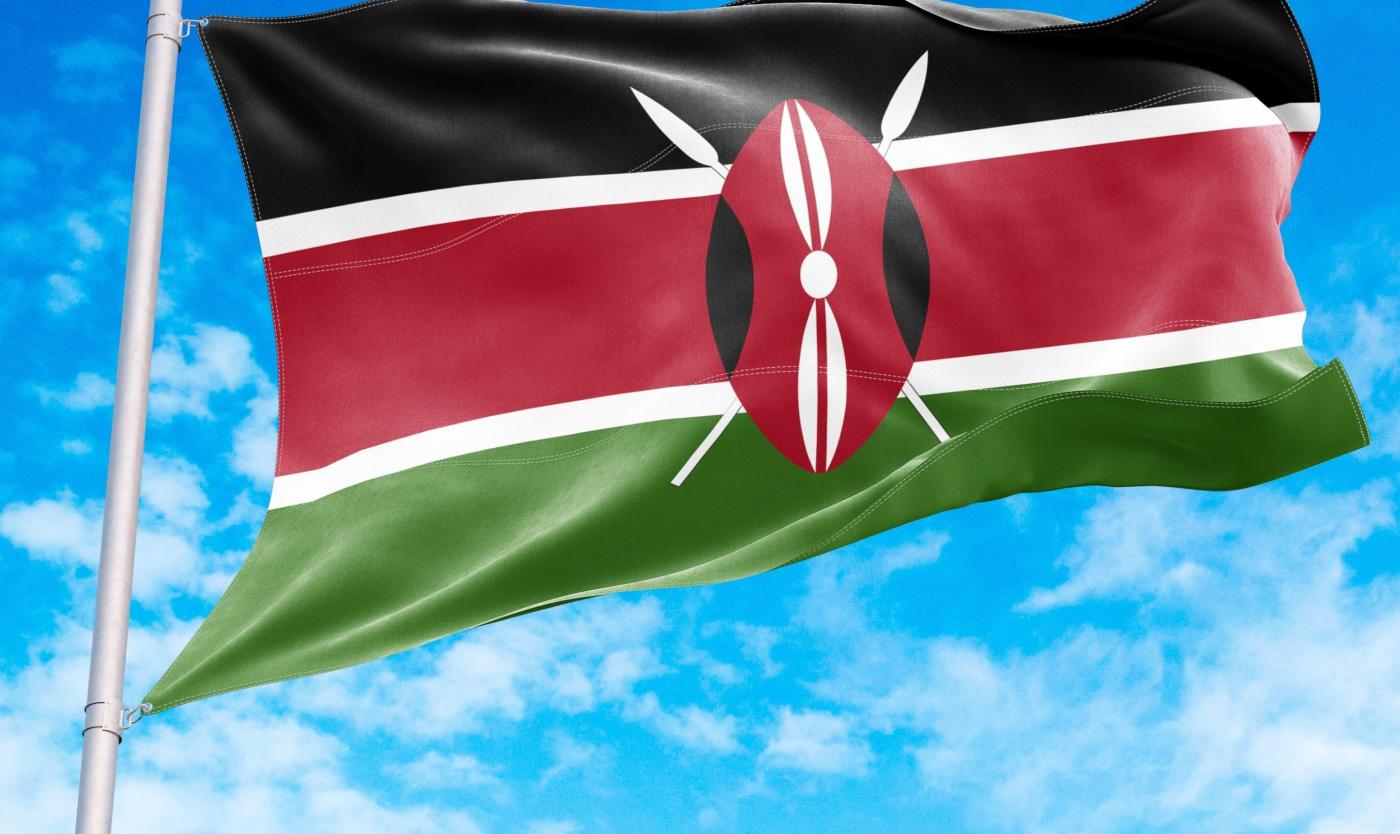 Vlag van Kenia Vlag van Kenia dat in de lucht wappert